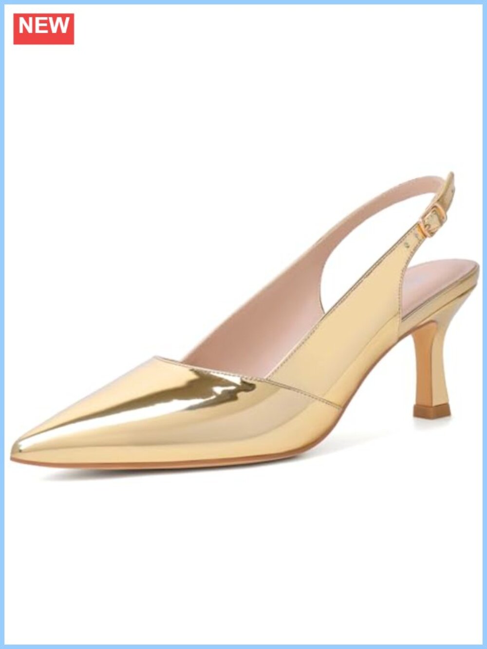 Faux Leather Slingback Kitten Heels Pointed Closed Toe Pumps for Wedding Party